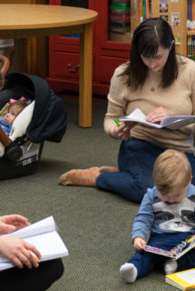 While kids break to read, moms write in their journals.
